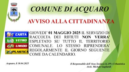 Avviso Raccolta Rifiuti