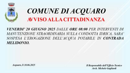 Avviso Interruzione Idrica Avviso Interruzione Idrica