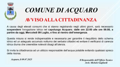 Interruzione servizio idrico Interruzione servizio idrico