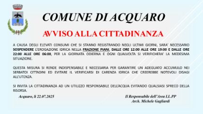 Interruzione servizio idrico