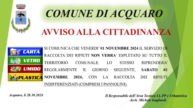 Avviso Raccolta Rifiuti