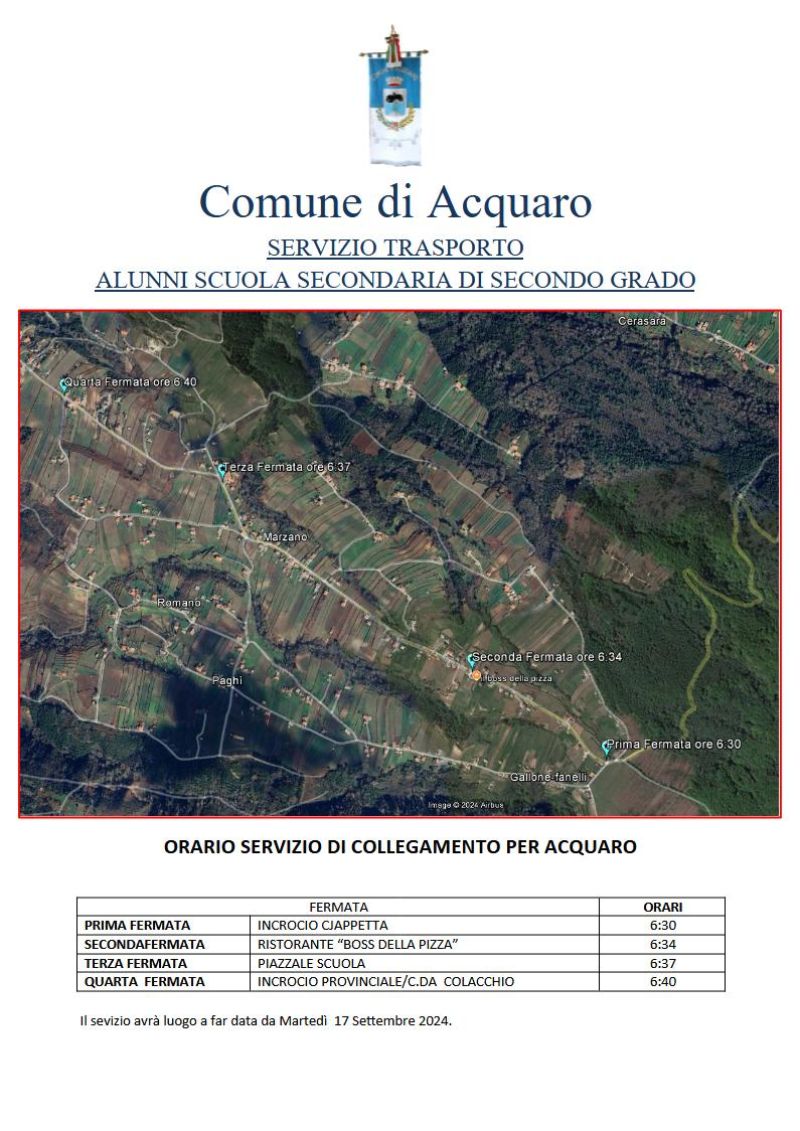 Servizio Trasporto Alunni Scuola Secondaria di Secondo Grado