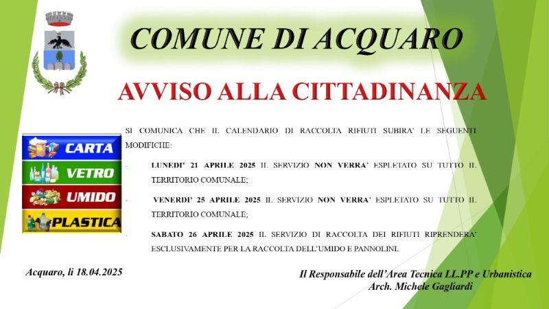 Avviso Raccolta Rifiuti