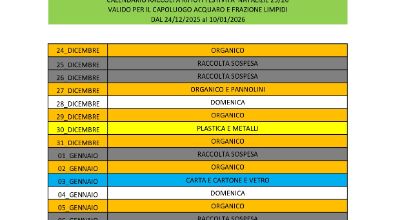 Calendario Raccolta Rifiuti